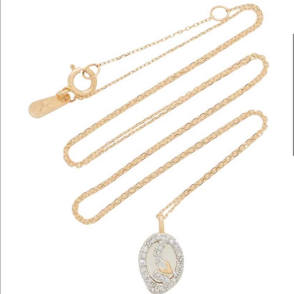 Adina Reyter Tiny Oval Snake Pendant Necklace New